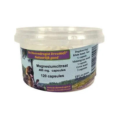 Dierendrogist Magnesium Citraat Capsules 120 St - 480 mg