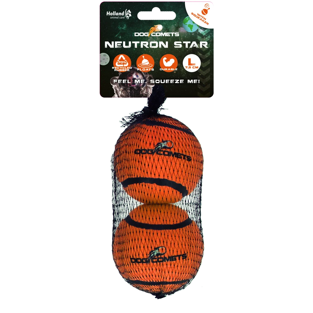Dog Comets Tennisbal Met Pieper Neutron Star L Oranje (2-pack)