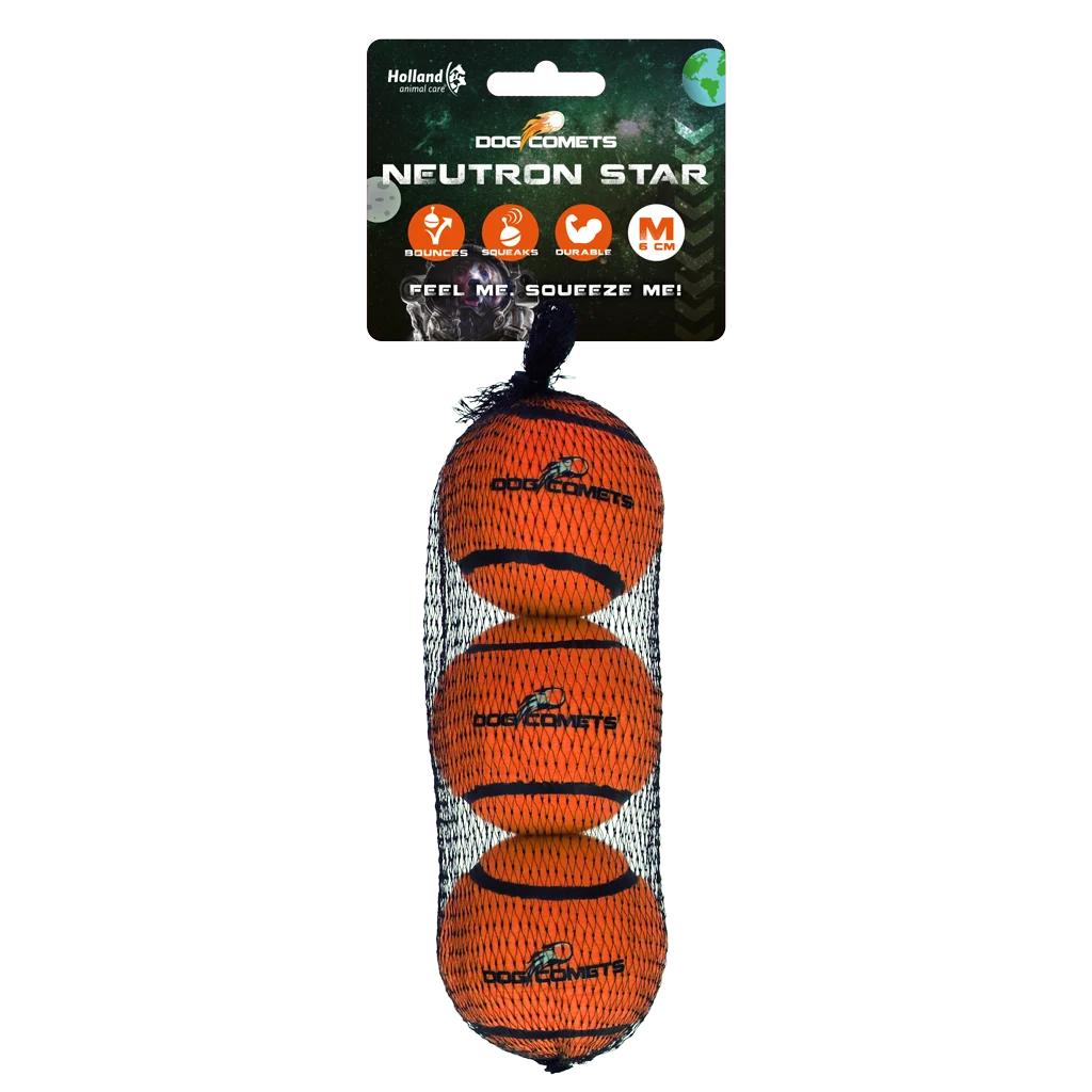 Dog Comets Tennisbal Met Pieper Neutron Star M Oranje (3-pack)