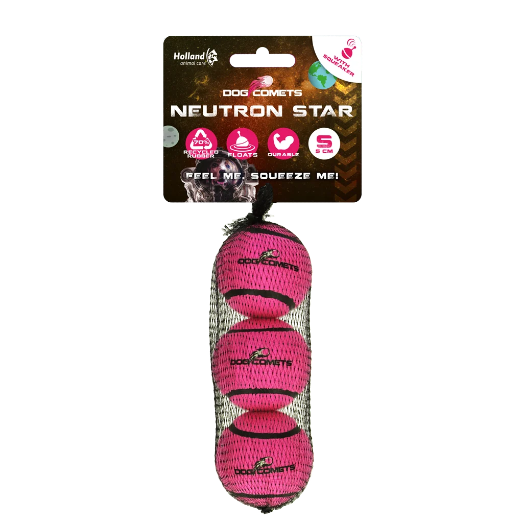 Dog Comets Tennisbal Met Pieper Neutron Star S Roze (3-pack)
