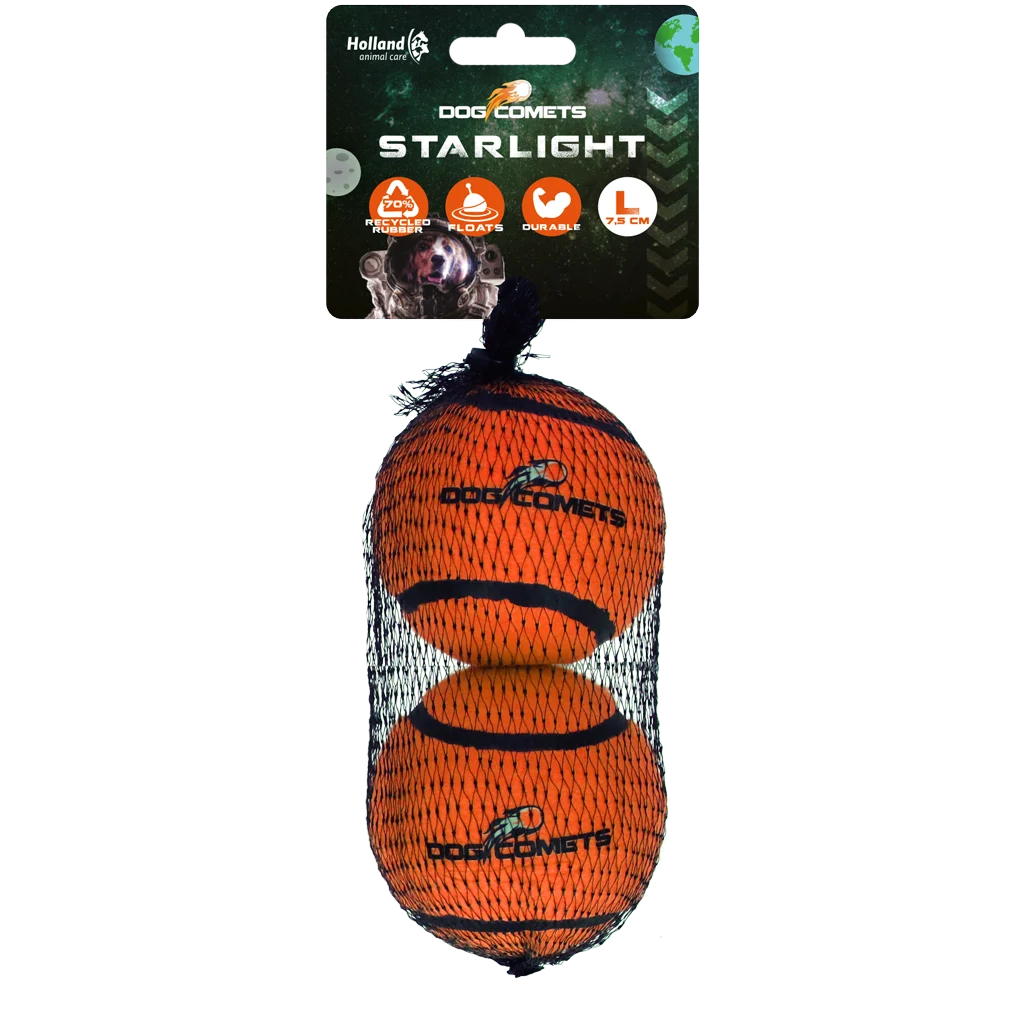 Dog Comets Tennisbal Starlight L Oranje (2-pack)