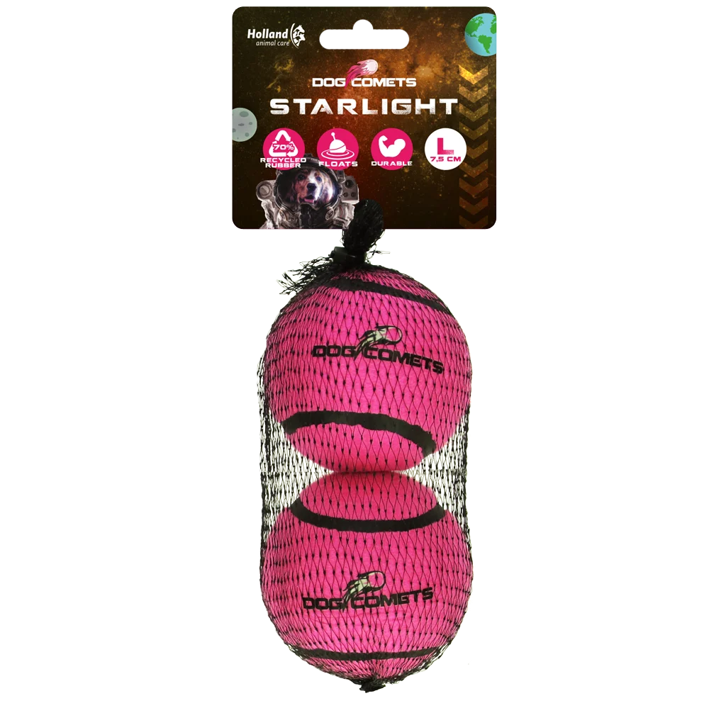 Dog Comets Tennisbal Starlight L Roze (2-pack)