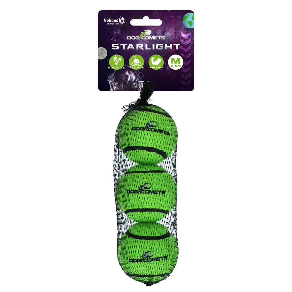 Dog Comets Tennisbal Starlight M Groen (3-Pack)