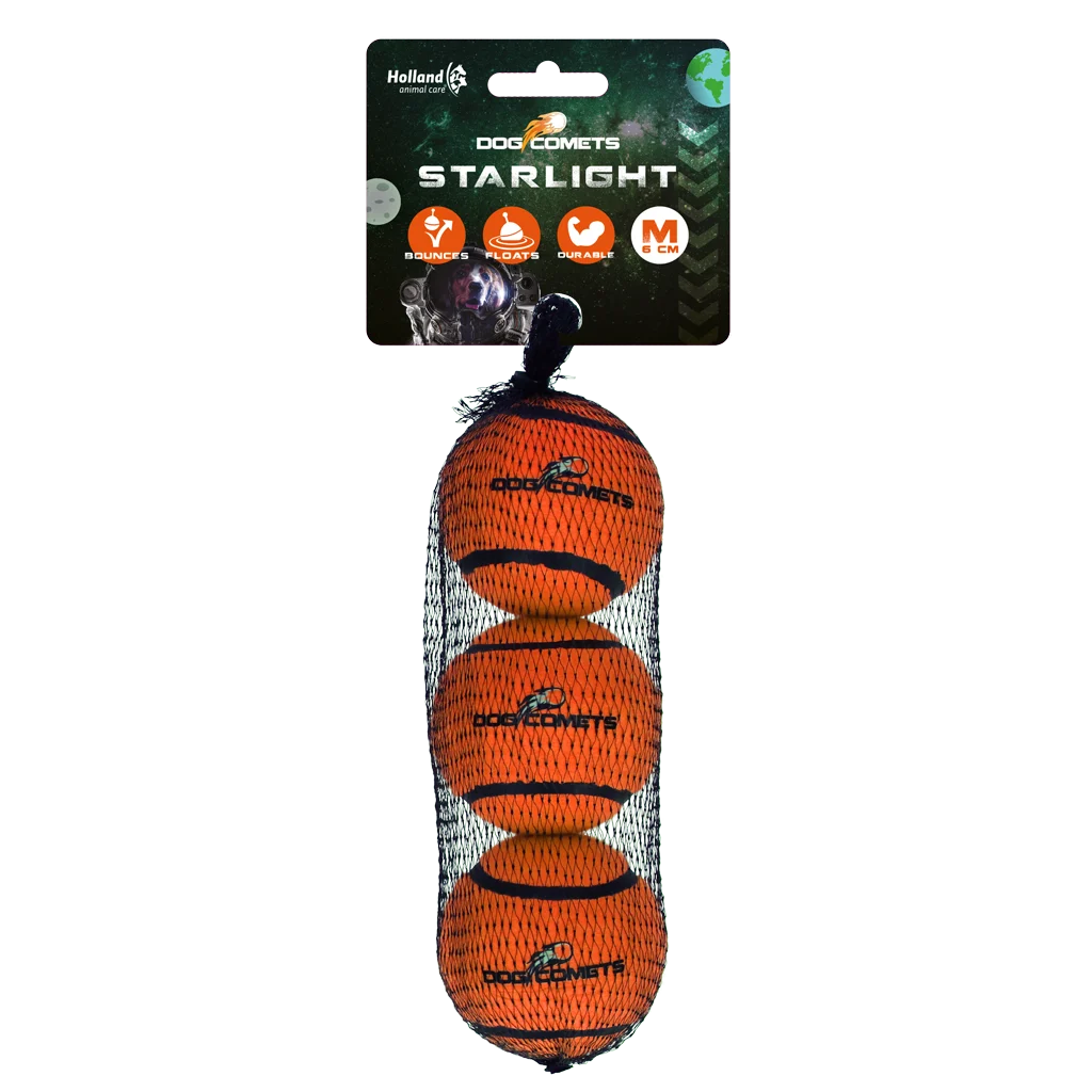 Dog Comets Tennisbal Starlight M Oranje (3-Pack)
