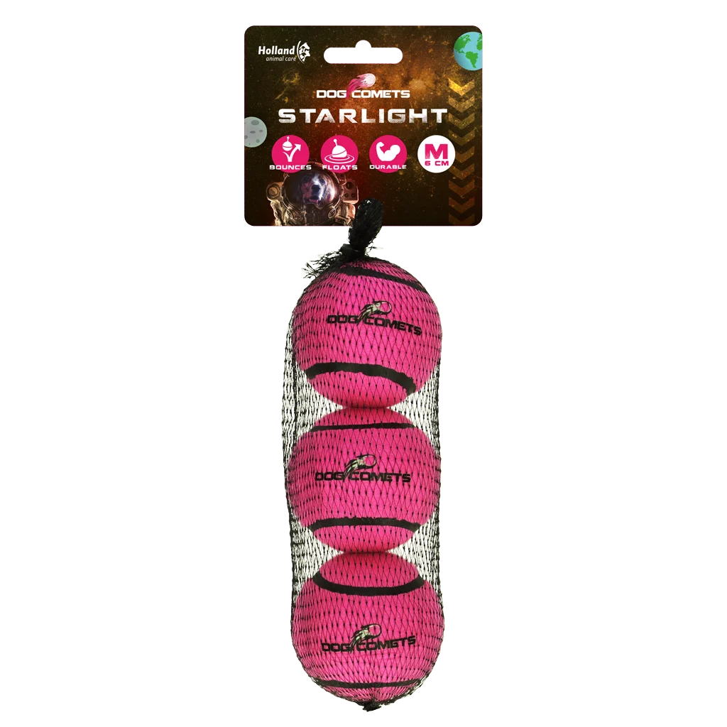 Dog Comets Tennisbal Starlight M Roze (3-pack)