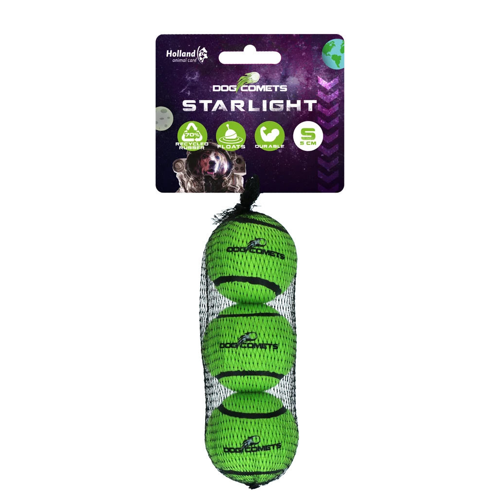Dog Comets Tennisbal Starlight S Groen (3-pack)