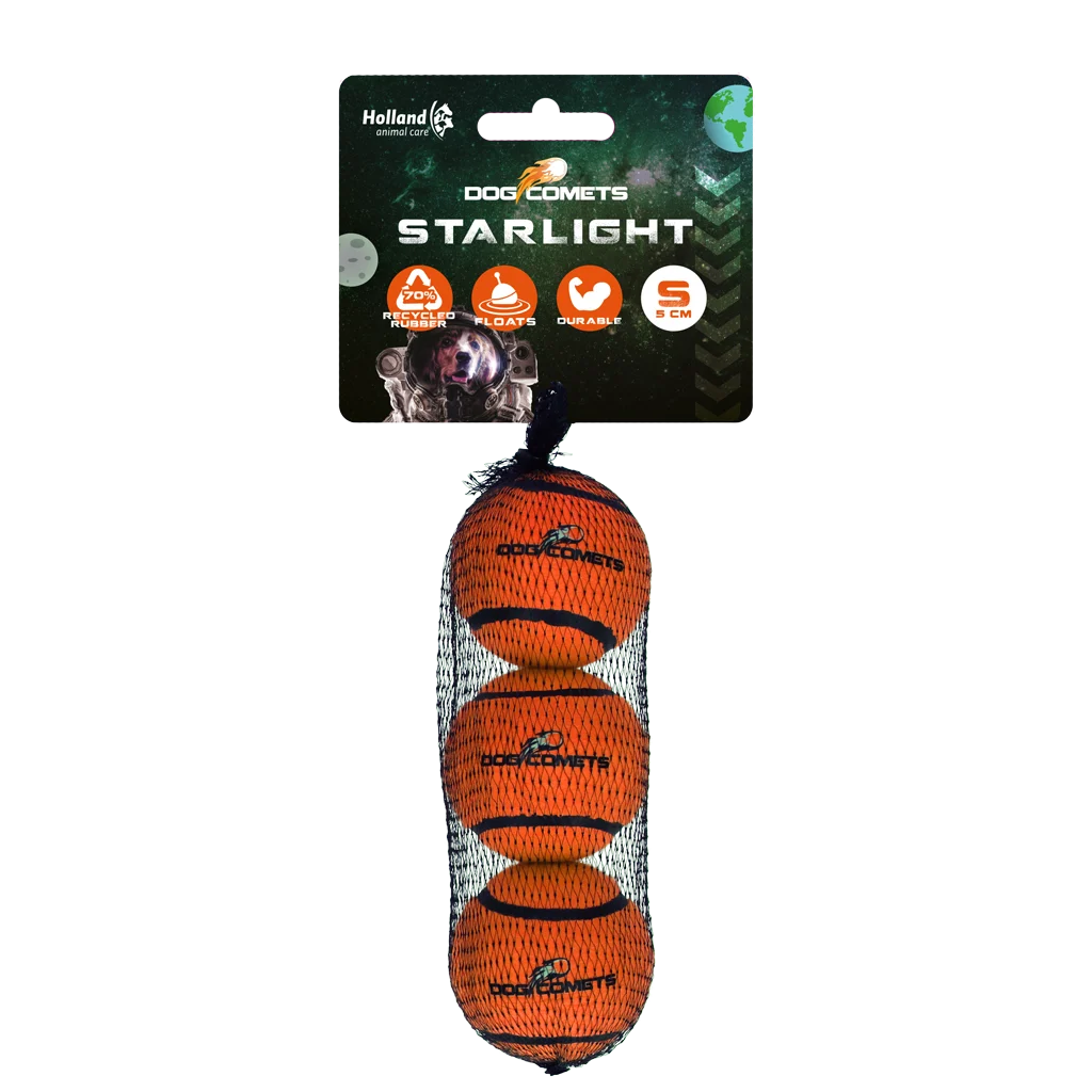 Dog Comets Tennisbal Starlight S Oranje (3-pack)