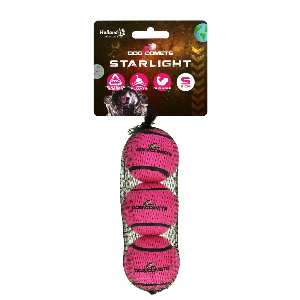 Dog Comets Tennisbal Starlight S Roze (3-pack)