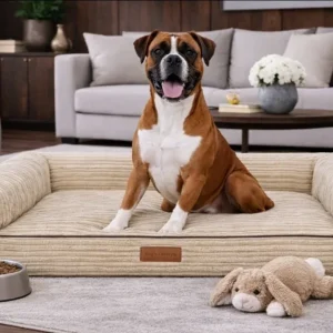 Dog’s Lifestyle Hondenmand Lounge Bed Rib Beige – Wasbare Hoes – 2 Maten