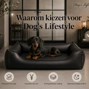 Dog’s Lifestyle Orthopedische Hondenmand eco-leder Waterproof Zwart