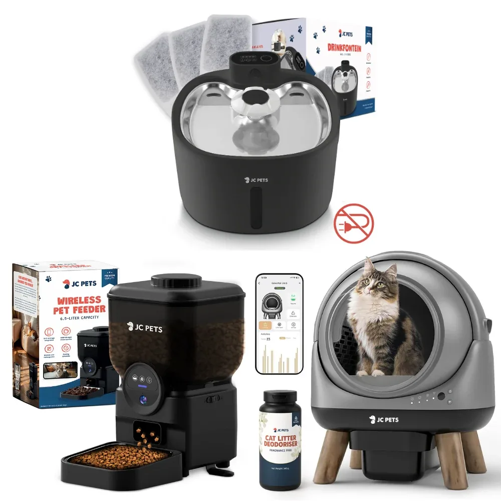 Drinkfontein + Voerbak + Kattenbak