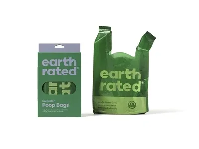 Earth Rated Poepzakjes met Handvaten Gerecycled 120 St - Lavendel