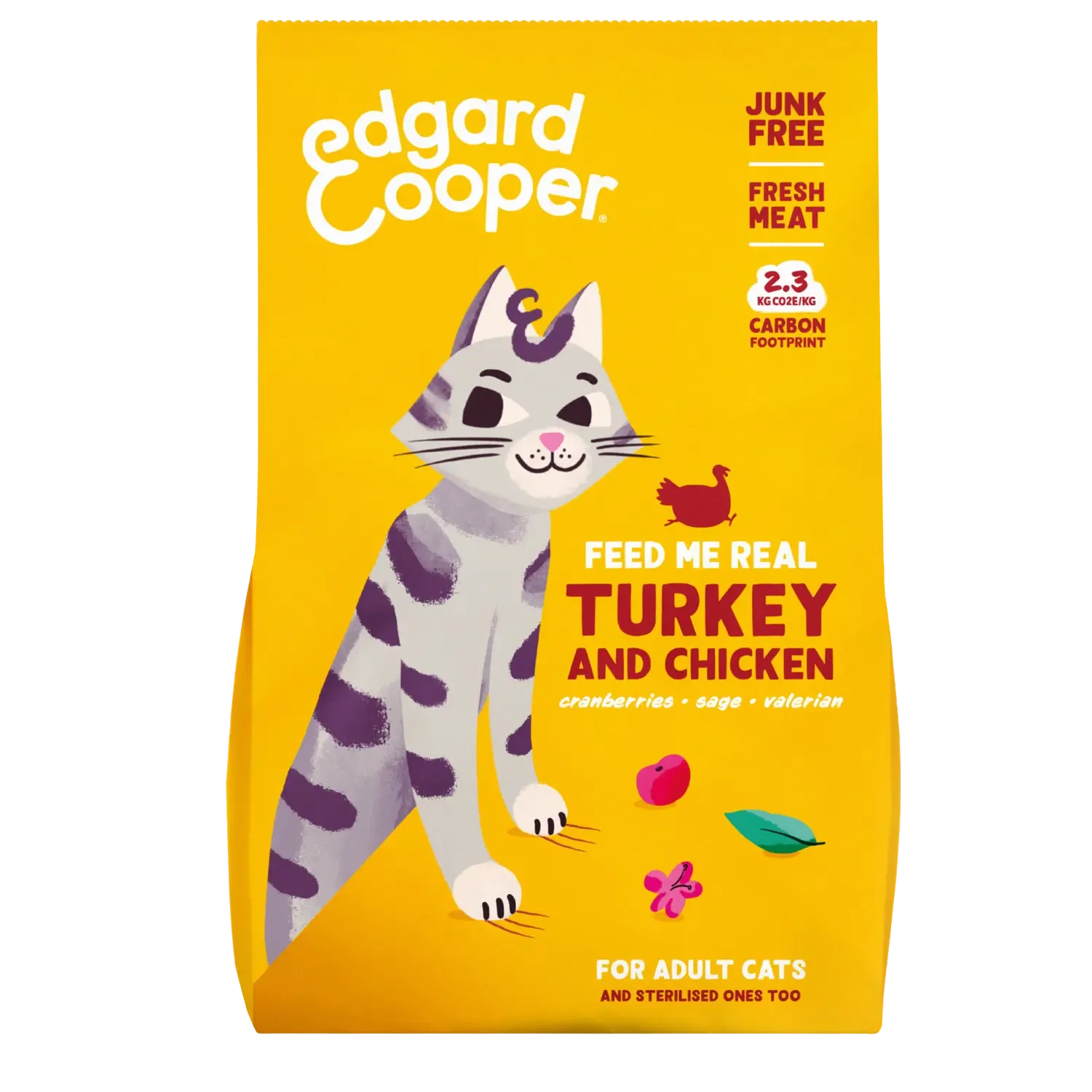 Edgard & Cooper Adult Kalkoen en Kip Kattenvoeding 2 kg