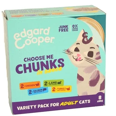 EDGARD & COOPER KAT ADULT CHUNKS MULTIPACK 8X85 GR