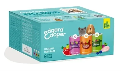 EDGARD & COOPER MULTIPACK HOND ADULT KIP / LAM / WILD GRAANVRIJ 6X400 GR