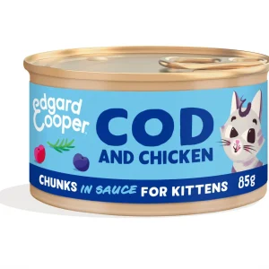 Edgard & Cooper Stukjes in saus - Kattenvoer - 85 Gram - kip, kabeljauw