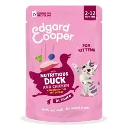 Edgard&Cooper Sauce pouche kitten - Natvoer - Eend&Kip 85 g - Natvoer - Pets Place