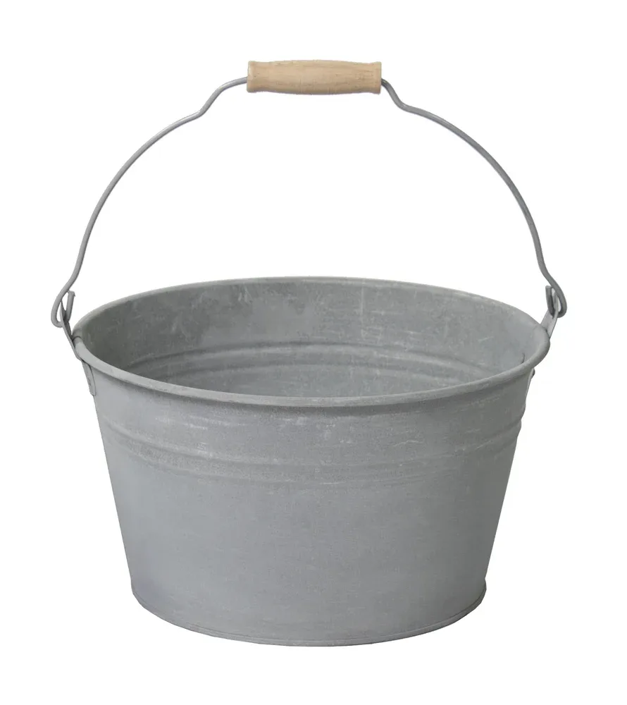 Emmer Zink Old look laag model - Grijs - 27 cm