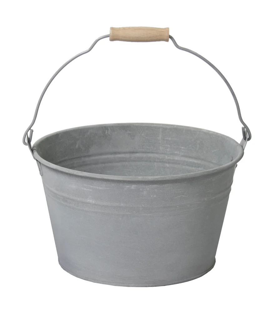 Emmer Zink Old look laag model - Grijs - 32 cm