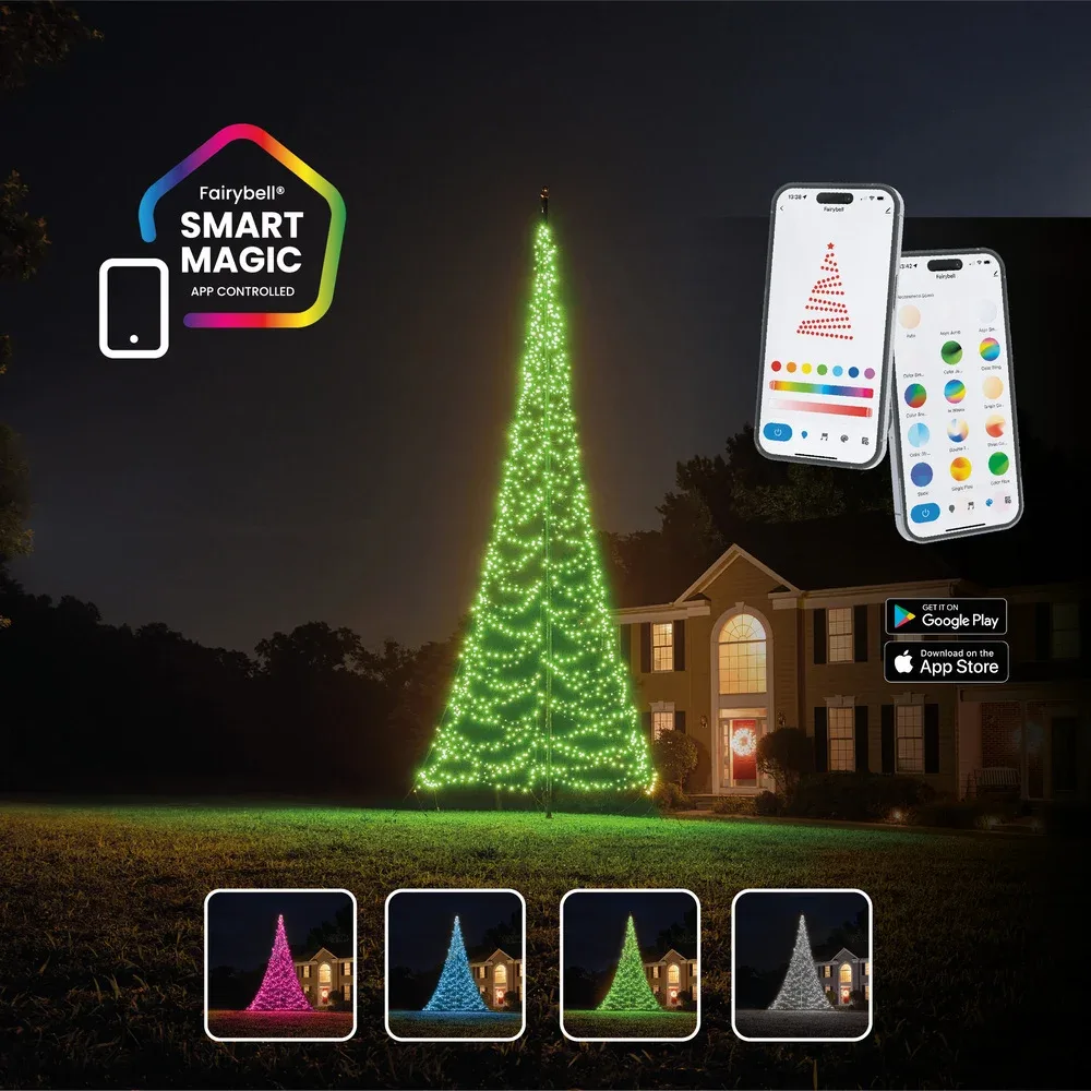 Fairybell Smart Magic - Vlaggenmast kerstboom - 864 - Multicolor - 400 cm