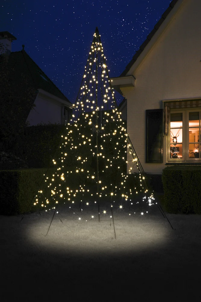Fairybell Twinkle - Vlaggenmast kerstboom - 1200 - Warm wit - 600 cm