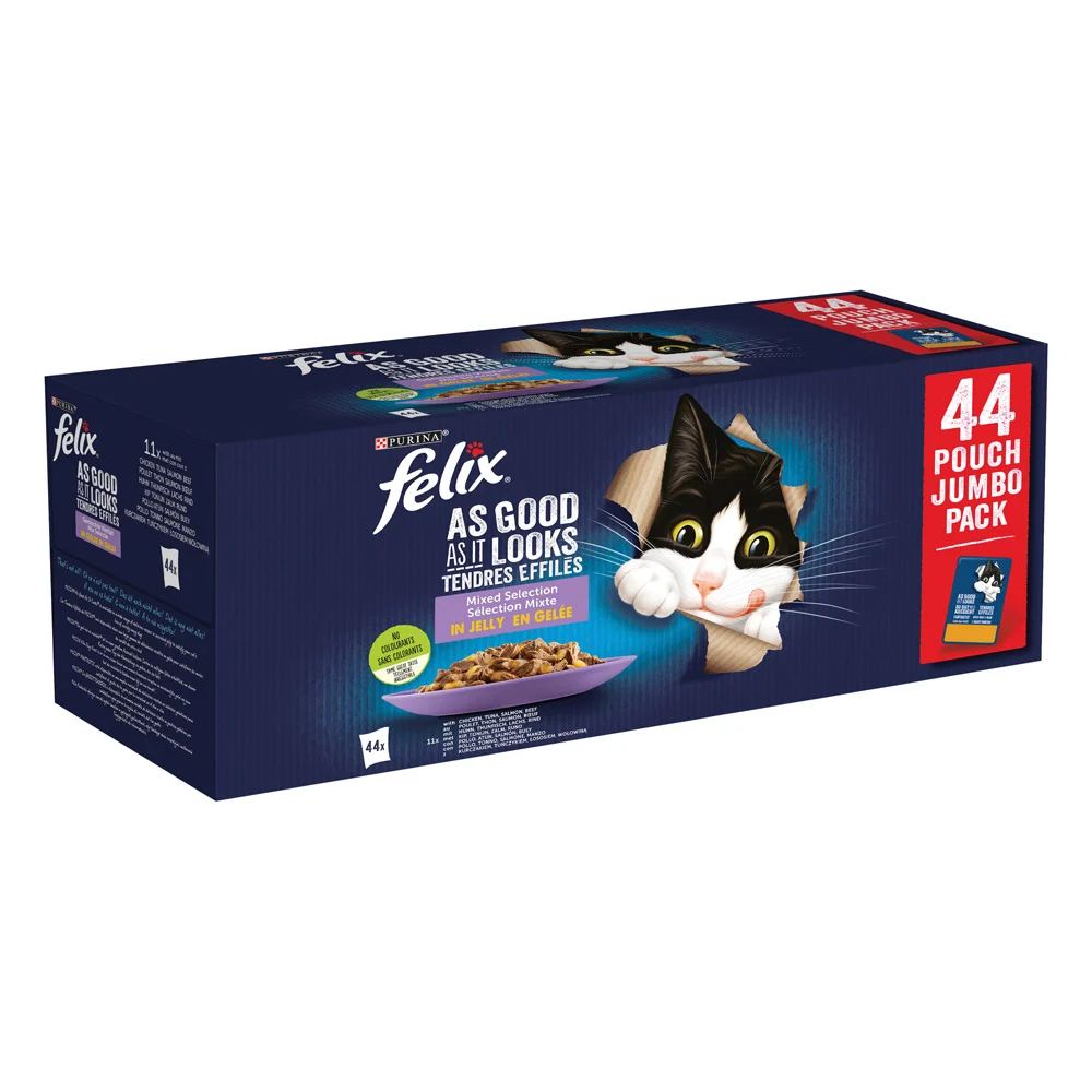 Felix Mixed Selection 44x85gr. - Kattenvoer - 44x85 gram - 3740 Gram - kip|Rund|Zalm