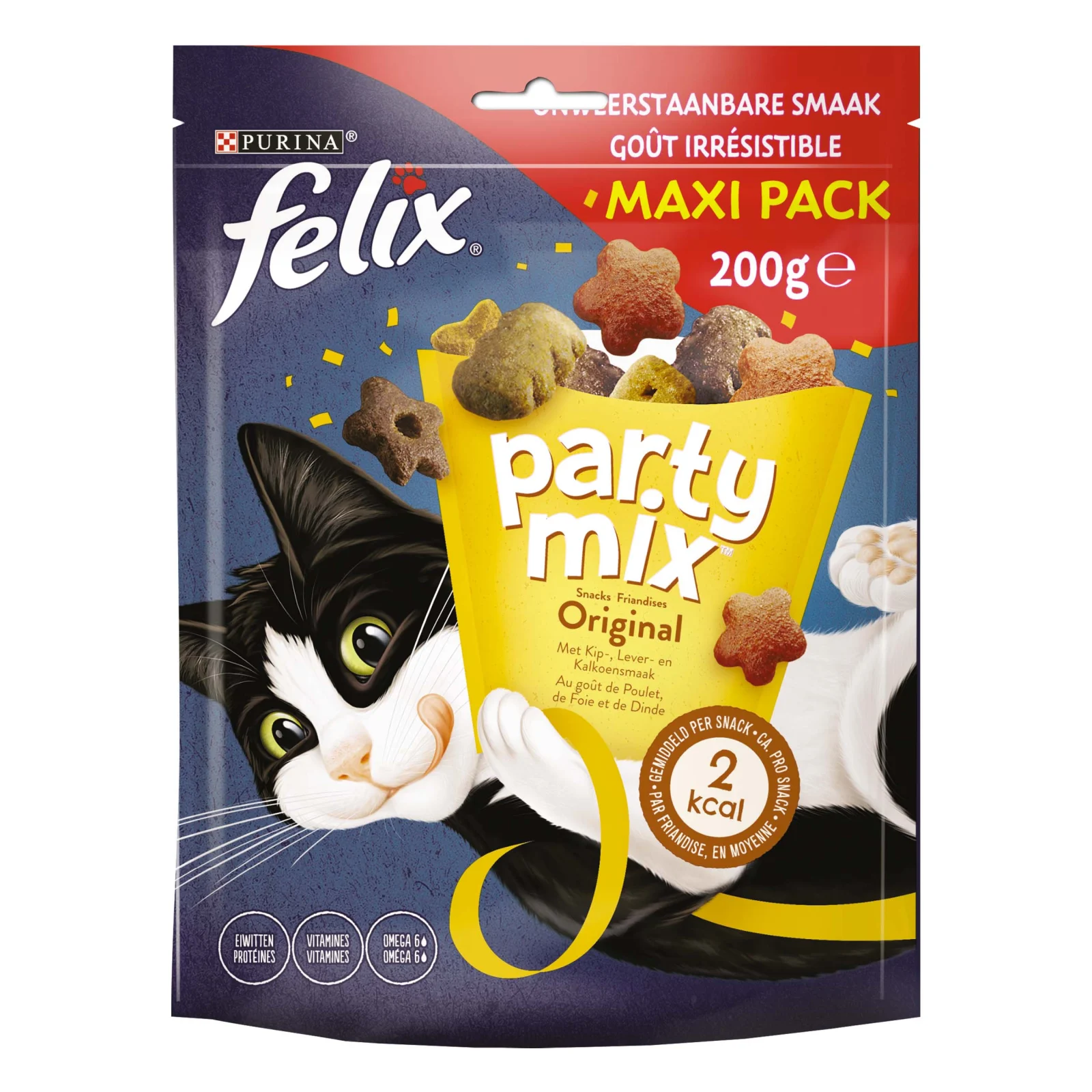 Felix Party Mix Original - Kattensnack - 200 Gram - lever, kip