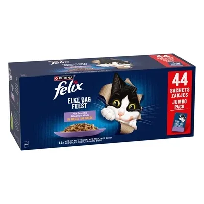 Felix Pouch Elke Dag Feest In Gelei Mix Box Tonijn / Zalm / Rund / Kip 44X85 Gr - Image 2