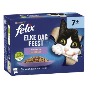 Felix Senior - Kattenvoer - 12x85gram - 12x85 gram - 1020 Gram - rund, kip, vis