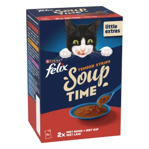 Felix Soup Tender Strips - Kattenvoer - 6x48 gram - 288 Gram - kip, lam, rund