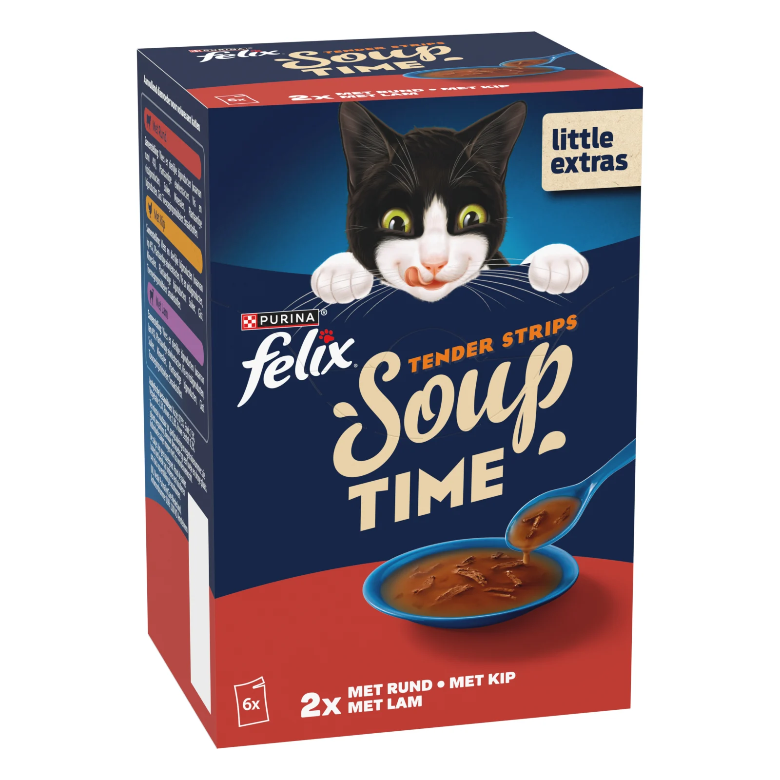 Felix Soup Tender Strips - Kattenvoer - 6x48 gram - 288 Gram - kip, lam, rund