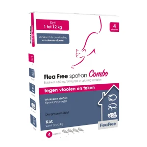 Flea Free Spot-On Combo Kat Pipetten - Vlooien- en tekenmiddel - 4 Stuks