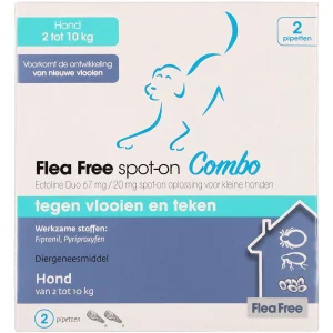 Flea Free Spot-On Combo - Pipetten - Anti vlooien en teken Hond - 2 Stuks - XL