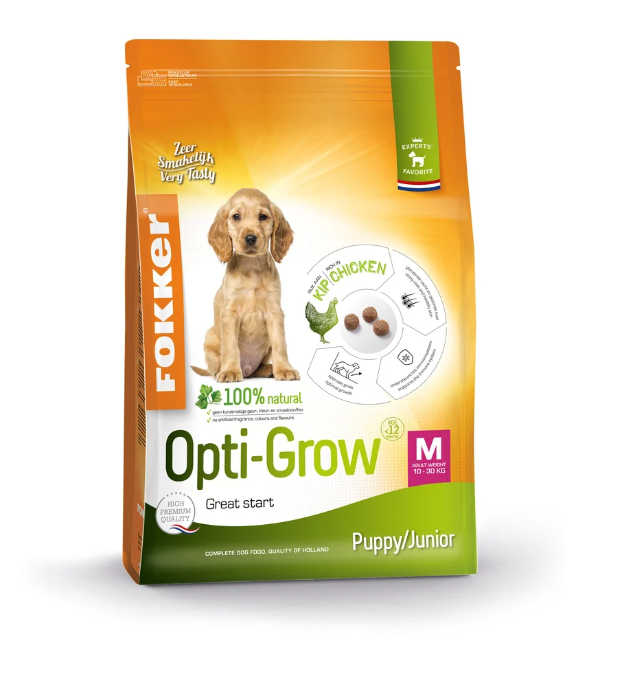Fokker Opti-Grow M - Hondenvoer - 13 Kilogram - kip, rijst