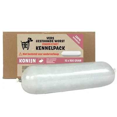Freds Gestoomd Vers Vlees Worst Kennelpack Konijn Graan en Glutenvrij - 900 gr