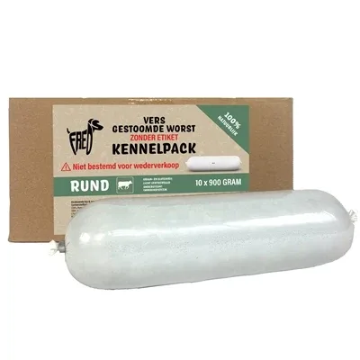 Freds Gestoomd Vers Vlees Worst Kennelpack Rund Tarwe en Glutenvrij - 900 gr