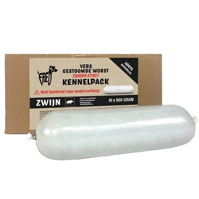 Freds Gestoomd Vers Vlees Worst Kennelpack Zwijn Graan en Glutenvrij - 900 gr