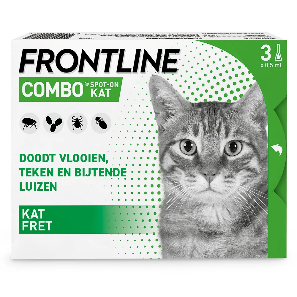 Frontline Combo Kat - Vlooien & Tekenmiddel - 3 pipetten - 3 Stuks