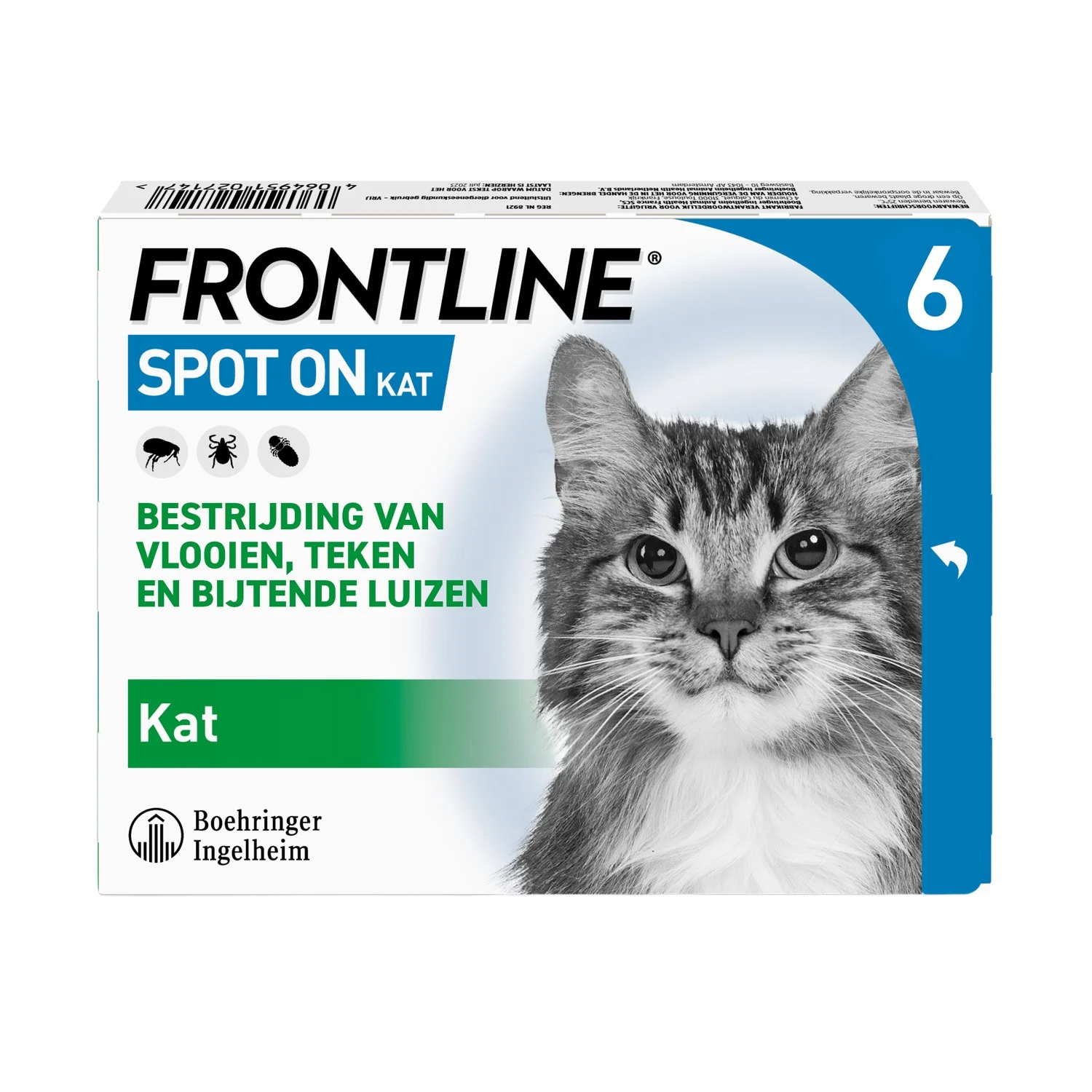 Frontline Spot On Kat - Vlooien & Tekenmiddel - 6 pipetten - 6 Stuks