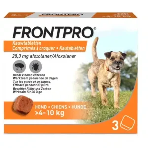 Frontpro kauwtabletten anti vlooien en tekenmiddel 4-10kg hond