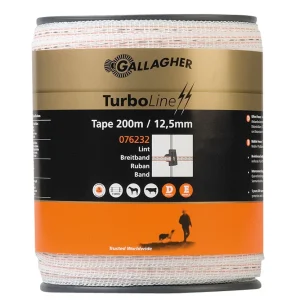 Gallagher TurboLine Lint 12,5 mm - 16.2 cm - 200 Meter - Wit - 1.25 cm - 20000 cm