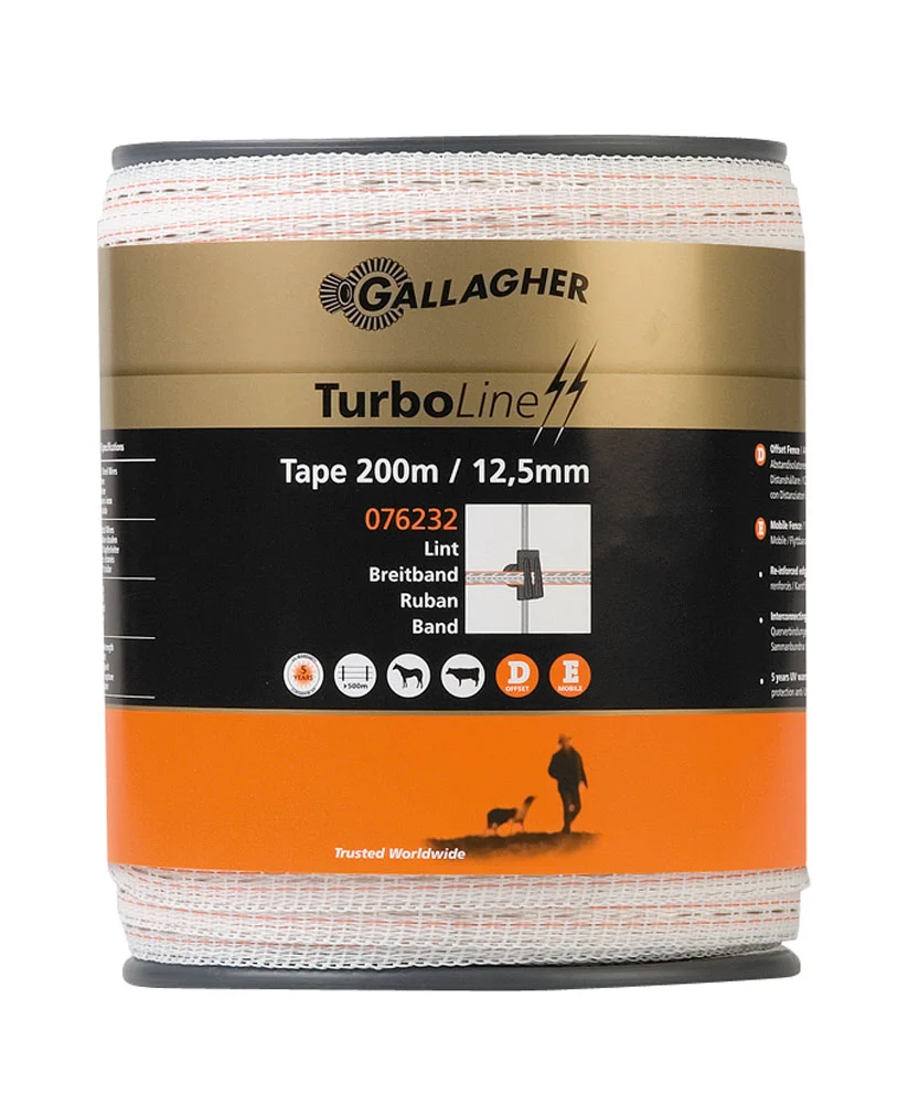 Gallagher TurboLine lint 12,5mm - 16.5 cm - 400 Meter - Wit - 1.25 cm - 40000 cm