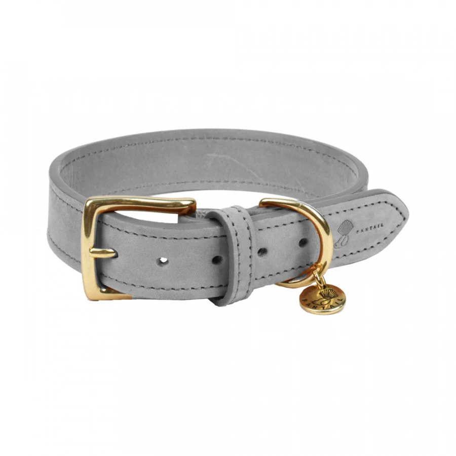 HALSBAND HOND NUBU GRIJS
