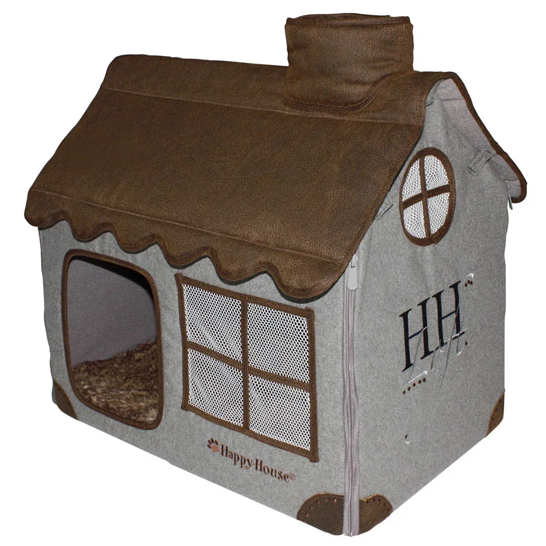 Happy House Hondenhuisje Villa Chic Tweed / Leer