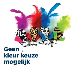 Happy Pet Tabby Patch Safari Muis met Veren - Assorti
