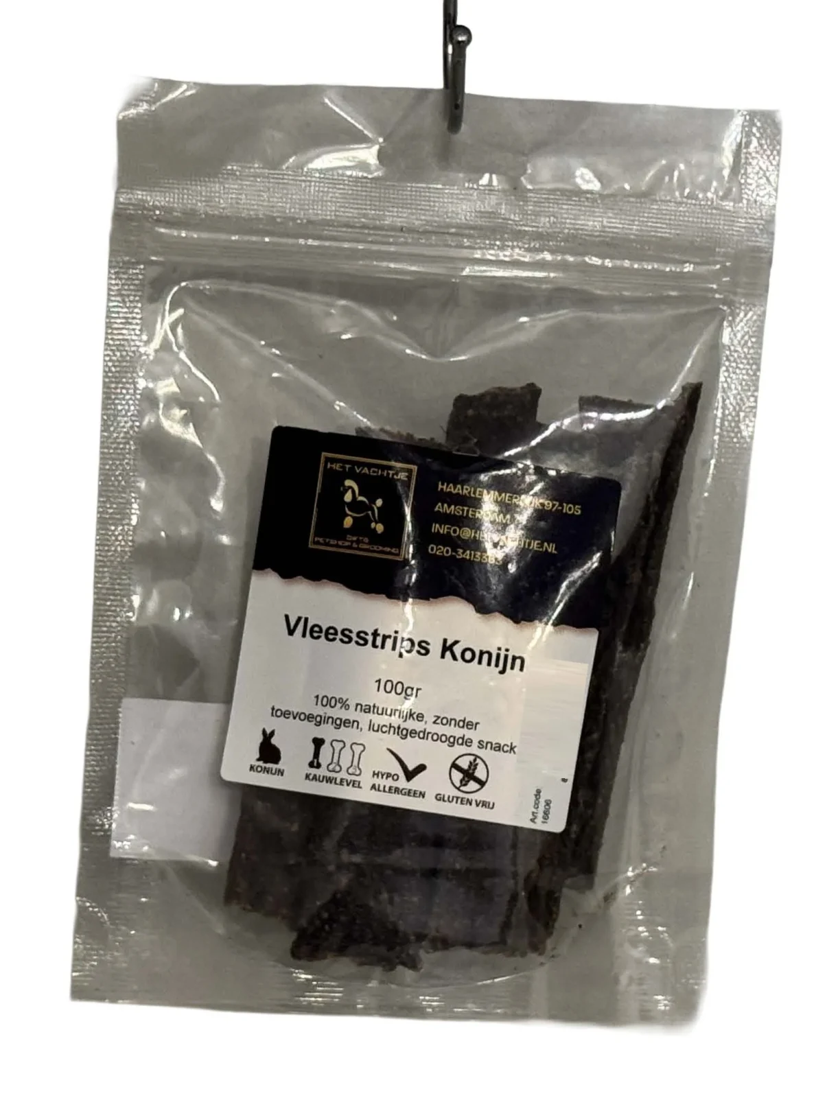 Het Vachtje Snack - Vleesstrips Konijn - 100gr