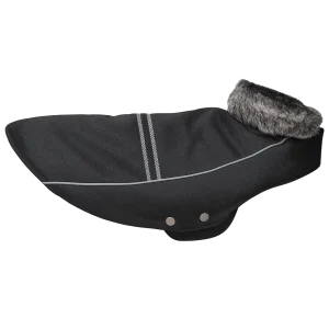 Hondenjas met Bontkraag Zwart 55 cm