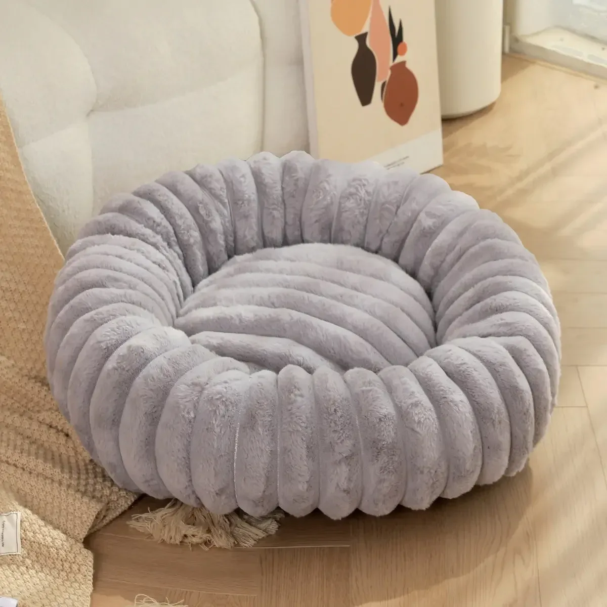 Hondenmand Donut Rib Grijs 80cm