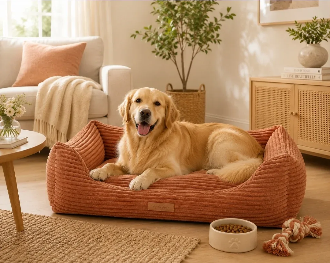 Hondenmand Ribbed Design Deluxe Terracotta