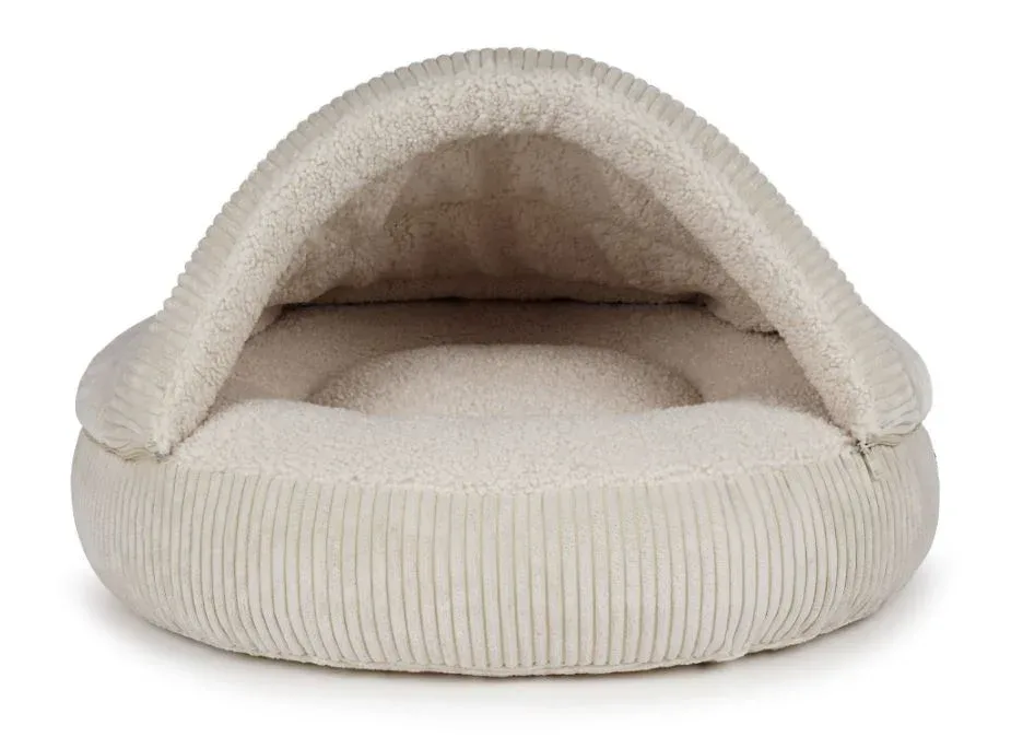 Hondenmand Snuggle Cave Donut Ribbed Beige - Image 2